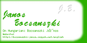 janos bocsanszki business card